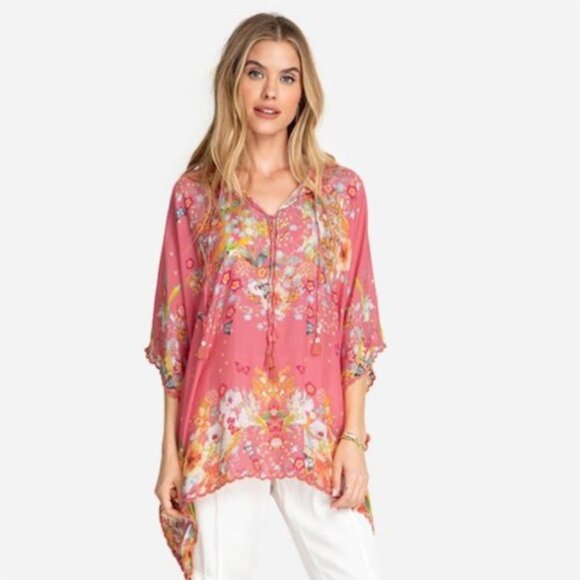 Johnny Was 100% Silk Nephi Loose Fit Poncho Top - Picture 2 of 10